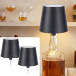 Set de 2 élégantes lampes pour bouteille à batterie, noires: dimmables – 3 co...