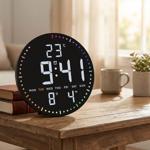 Modern LED wall & table clock, digital: all-round seconds display, 2 alarms, ...