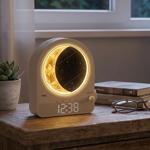 Modern digital light alarm clock with moon lamp, meteor simulation & 10 natur...