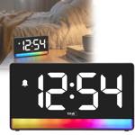 Modern digital alarm clock with mood light: LED light alarm clock with USB ch...