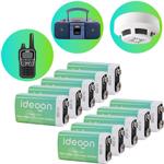 Set of 10 high‑quality 9V block batteries – 6LR61 alkaline 9 volt – Reliable ...