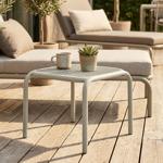 Stabiler Beistelltisch, Beige – Kompakter Gartentisch aus Kunststoff für Balk...