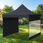 Pavillon pliant ultra‑compact 3x3 m noir, incl. 2 parois latérales – tente de...