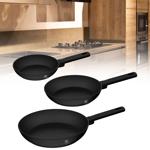 Elegante set di 3 padelle in alluminio nero opaco – set di padelle antiaderen...