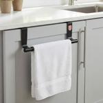 Extendable stainless steel tea towel holder, black‑rose gold, adjustable 23–4...