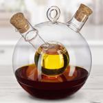 Elegant 2-in-1 glass oil and vinegar dispenser – spherical shape with cork st...