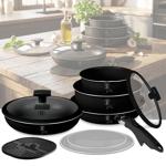 Elegant pan & pot set with universal Click-It handle, 10 pcs, titanium non-st...