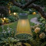 Decorative LED solar lantern for outdoor use, modern green garden lantern wit...