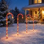Suggestivo set di 4 bastoncini di zucchero LED rosso-bianco – splendida illum...
