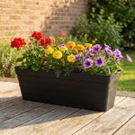 Rectangular balcony planter in anthracite – 60x20x19 cm – Plant container wit...