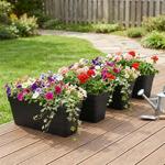 Set of 4 rectangular balcony planter boxes in anthracite – 60x20x19 cm – plan...