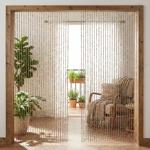Set of 2 door curtains 90x180 cm with 31 strands of colourful bamboo beads – ...