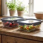 2er-Set Borosilikat-Glas Frischhaltedose mit 1480 ml – Edles geriffeltes Glas...