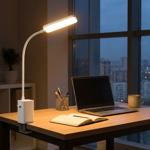 Elegante LED Schreibtischlampe dimmbar mit Klemme – Moderne Tischleuchte für ...