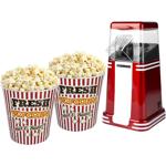 Retro hot‑air popcorn machine – red/white, aluminium / plastic, 15x29x17 cm, ...