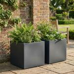 Lot de 2 pots de fleurs carrés 38 cm anthracite, bac à plantes 25L en plastiq...