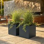 Lot de 2 pots de fleurs carrés 47 cm anthracite, bac à plantes 51L en plastiq...