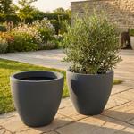 Lot de 2 pots de fleurs ronds 38 cm, graphite – Grand récipient pour plantes ...
