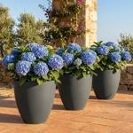 3er-Set Blumentopf Rund 38cm, Graphit – Grosses Pflanzgefäss für Aussen und I...