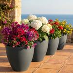 4er-Set Blumentopf Rund 38cm, Graphit – Grosses Pflanzgefäss für Aussen und I...