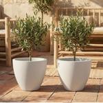 Set di 2 moderne fioriere rotonde Ø58 cm color sabbia, vasi per fiori da 86 L...