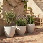 Lot de 3 bacs à plantes ronds modernes Ø58 cm sable, pots de fleur 86L en pla...