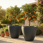 Set of 2 round flower pots 58 cm, graphite – Large planter for outdoor and in...