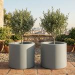 Set di 2 moderni vasi rotondi Ø47 cm in grigio cemento, vaso per piante 40L i...