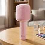 Bluetooth Karaoke Mikrofon mit Lautsprecher & flauschiger Oberseite Rosa – To...