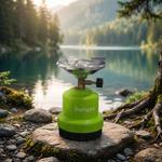 Fornello a gas compatto per campeggio & outdoor, verde – robusto alloggiament...