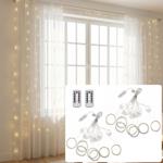 Lot de 2 élégants rideaux lumineux LED 3 x 3 m, 300 LED blanc chaud chacun : ...