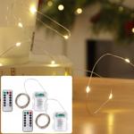 Lot de 2 micro guirlandes lumineuses LED de 10 m avec 100 LED blanc chaud : à...