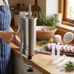 Manual sausage maker 3 kg stainless steel with 4 filling tubes Ø15, 19, 22, 2...
