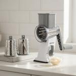 3-in-1 rotary grater with 3 interchangeable stainless-steel drums: for fruit,...