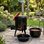 Cannone per gulasch con paiolo smaltato Ø 35 cm e padella per castagne cucina...