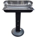 Rechteckiger Standsäulengrill in Schwarz – Robuster Holzkohlegrill mit Windsc...