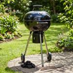 Barbecue boule Ø47 cm – Barbecue au charbon de bois mobile avec 2 roues & the...