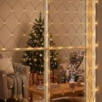Rete luminosa LED 3 x 1,5 m 320 LED bianco caldo – catena luminosa a rete per...