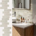Self‑adhesive tile stickers, stone beige – 4 pieces, 25x25 cm SPC wall tiles,...
