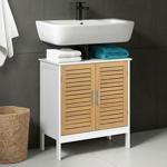 Elegant white & wood‑look vanity unit: MDF bathroom cabinet, modern washbasin...