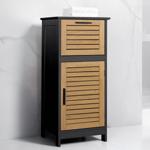 Elegant bathroom cabinet black & wood look 83 x 36.5 x 30 cm – Modern bathroo...
