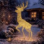 LED metal deco reindeer warm white: large LED figure with timer for garden de...