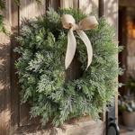 Kranz Thuja-Optik Ø 25 cm, künstlich aus Kunststoff: grüner Türkranz & Tischk...