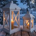 Set de 2 lanternes en bois MDF blanc mat – set de photophores décoratifs pour...