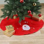 Christbaumdecke rund 90 cm rot mit Weihnachtsmann-Motiv & Schneeflocken, Weih...