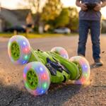 Voiture de stunt télécommandée avec rotation à 360°, vert, voiture RC avec ro...