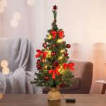 Artificial Christmas tree 75 cm with LED lighting and decor, mini tree decora...