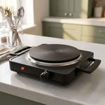 Piastra singola 1500 watt nero, piastra elettrica con piastra in ghisa, manop...