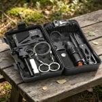 Survival Set in Schutzbox, Outdoor Notfallset mit Taschenlampe, Taschenmesser...