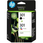HP 301 Druckerpatronen Multipack N9J72AE, Original Tintenpatronen schwarz und...